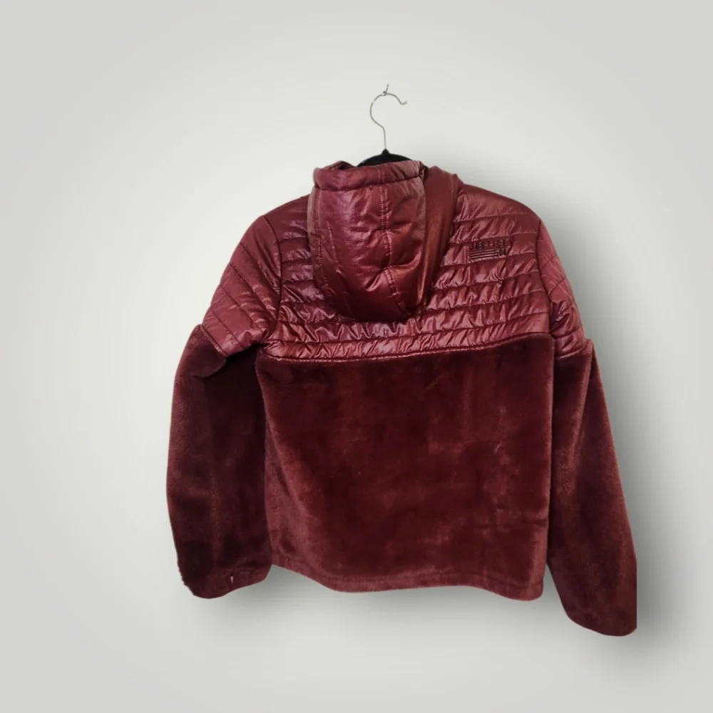 Justice Jacket Girls 14 Red Burdgundy Hood Full Zip Pockets